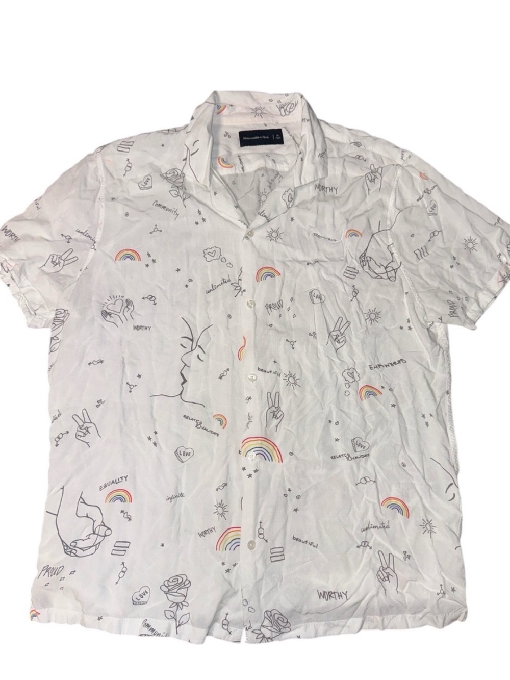 Abercrombie & Fitch Men’s XL button up lightweight pride LGBTQ+